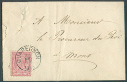 N°46 - 10c. Rouge Obl. Sc QUAREGNON Sur Lettre Du 29 Mai 1885 Vers Mons - 19920 - 1884-1891 Leopold II