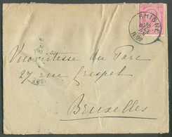 N°46 - 10c. Rouge Obl. Sc RHISNE Sur Lettre Du 30 Déc. 1892 Vers Bruxelles - 19922 - 1884-1891 Leopold II