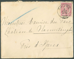 N°46 - 10c. Rouge Obl. Sc RHISNE Sur Lettre Du 6 Août 1889  Vers Bruxelles - 19923 - 1884-1891 Leopold II