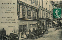 Paris 3ème & 4ème * 1906 * Maison MARY 39 Rue Du Temple * Bijouterie Fantaisie En Tous Genre ! * Autos - Arrondissement: 03