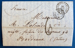 Lettre Non Timbrée 1865 Dateur Ixelles/Bruxelles Noir + Entrée Noir : " Belg.A /F/ Erquelines " + Taxe 6 Bordeaux TTB - Andere & Zonder Classificatie