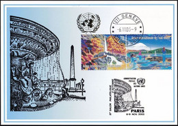 UNO GENF 2003 Mi-Nr. 345 Blaue Karte - Blue Card  Mit Erinnerungsstempel PARIS - Cartas & Documentos