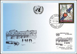 UNO GENF 2004 Mi-Nr. 349 Blaue Karte - Blue Card  Mit Erinnerungsstempel PARIS - Lettres & Documents