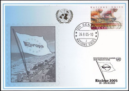 UNO GENF 2005 Mi-Nr. 353 Blaue Karte - Blue Card  Mit Erinnerungsstempel RICCIONE - Briefe U. Dokumente