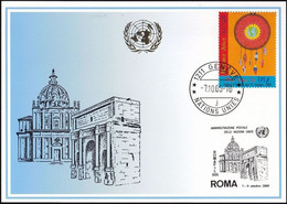 UNO GENF 2005 Mi-Nr. 354 Blaue Karte - Blue Card  Mit Erinnerungsstempel ROM - Cartas & Documentos