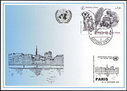 UNO GENF 2005 Mi-Nr. 355 Blaue Karte - Blue Card  Mit Erinnerungsstempel PARIS - Lettres & Documents