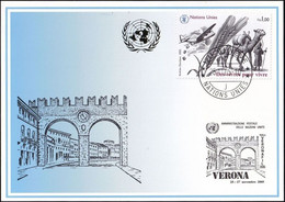UNO GENF 2005 Mi-Nr. 356 Blaue Karte - Blue Card  Mit Erinnerungsstempel VERONA - Cartas & Documentos