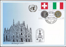 UNO GENF 2007 Mi-Nr. Blaue Karte - Blue Card  Mit Erinnerungsstempel MAILAND - Lettres & Documents