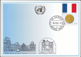 UNO GENF 2007 Mi-Nr. Blaue Karte - Blue Card  Mit Erinnerungsstempel PARIS - Brieven En Documenten