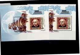 2 X Russland 500 Jahre Entdeckung Amerikas 1992 Postfrisch - Unused Stamps