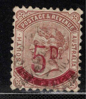 SOUTH AUSTRALIA 1891 5d On 6d Pale Brown P 10 SG 230 U #BDW1 - Usati