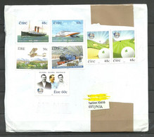 IRLAND IRELAND 2022 Self-made Cover To Estonia Stamps Remained Uncancelled! Transport Golf Etc - Covers & Documents