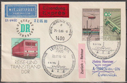 DDR Ganzsache 1985  Nr.U3 Luftpost Leipzig - Wien Vereinte Nationen Ankunftstempel ( D 3577 ) - Enveloppes - Oblitérées