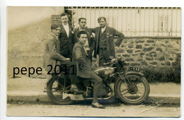 Carte Photo Originale 18 HENRICHEMONT - Conscrits - Motocyclette Moto TERROT Années 1930 - Photo E. Queva - Henrichemont