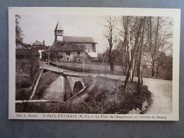 CPA 87 Haute Vienne SAINT PAUL D'EYJEAUX Vers Pierre Buffière - Le Pont De L'ANGUIENNE Et L'entrée Du Bourg 1938 - Pierre Buffiere