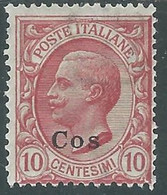 1912 EGEO COO EFFIGIE 10 CENT MH * - RF37-5 - Ägäis (Coo)