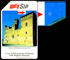 G P 149 C&C 2077 SCHEDA USATA TURISTICA PIEMONTE GRINZANE 5 TEP VARIANTE FALLA ROSA - [3] Errores & Variedades