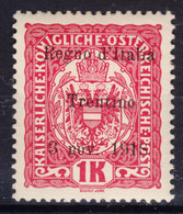 Italy Trento, Trentino Alto Adige 1918 Sassone#15 Mint Hinged - Trentino