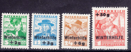 Austria 1935 Winterhilfe Mi#613-616 Mint Hinged - Ungebraucht