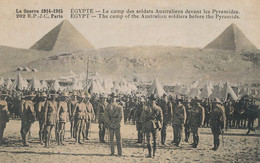 Hand Colored Australian Soldiers Camp Near The Pyramids Cairo WWI - Autres & Non Classés