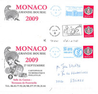 Monaco 3 Enveloppes Avec Flammes Du Type Néopost, Deux En Bleu Et Une En Noire - Franking Machines (EMA)