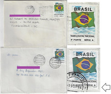 Brazil 1992 1994 2 Shipped Cover Stamp RHM-689 And 692 National Flag Without And With Casa Da Moeda Logo - Briefe U. Dokumente