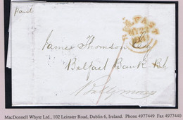 Ireland Belfast Antrim 1841 Banking Letter To Ballymoney Red BELFAST MY 22 1841 Via Armagh And Garvagh - Préphilatélie