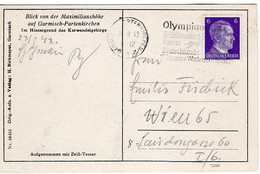 54035 - Deutsches Reich - 1942 - 6Pfg Hitler EF A AnsKte GARMISCH-... - OLYMPIAORT ... -> Wien - Hiver 1936: Garmisch-Partenkirchen