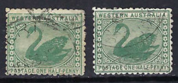 AUSTRALIE Occidentale Ca.1910: 2x Le Y&T 69 TB Obl. CAD, 2 Nuances De Vert - Gebruikt