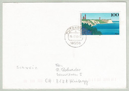 Deutschland 1993, Brief Putgarten - Hinteregg (Schweiz), Rügen, Kreide-Kliffküste - Islas