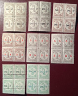 Schweiz Fiskalmarken: BASEL STADT 1899 Stempelmarken Viererblock 36 Stück (Fiskalmarke Switzerland Revenue Stamps - Steuermarken