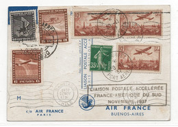 AIR FRANCE 1937 Liaison Postale Accélérée FRANCE AMERIQUE SUD Vol Par Avion Paris SANTIAGO CHILI Par CODOS REINE - 1927-1959 Covers & Documents