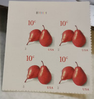 USA PEARS FRUIT BLOCK OF FOUR STAMPS MNH - Neufs