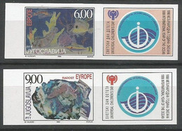 Yugoslavia ERROR Mi.2878/79 Complete Set IMPERFORATED With LABELS ** / MNH 1998 Europa Hang-on Issues Children Painting - Non Dentelés, épreuves & Variétés