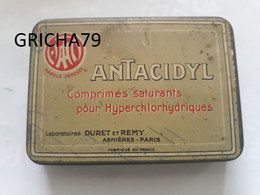 MEDECINE - BOITE METALLIQUE - ANTACIDYL COMPRIMES SATURANTS POUR HYPERCHLORHYDRIQUES - LABORATOIRES DURET ET REMY - Matériel Médical & Dentaire