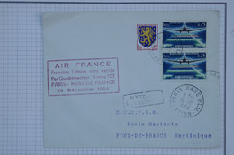 BB14 FRANCE BELLE LETTRE 1964 IER VOL AIR FRANCE  PARIS  FORT DE FRANCE++SCOTEM++PAIRE TP++AFFRANCH. PLAISANT - Eerste Vluchten