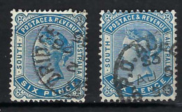 AUSTRALIE DU SUD Ca.1895:  2x Le Y&T 62 Nuances, Obl. Et Dent. Diverses - Usati