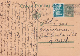 A16549 - POSTAL STATIONERY 1937 STAMP KING MICHAEL STAMP AVIATION SEND TO ARAD - Briefe U. Dokumente