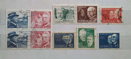 SWEDEN COLLECTION OF NOBEL PRIZE WINNERS 10 DIFFERENT  USED - Sammlungen