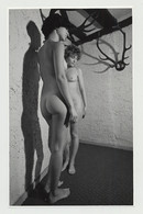 2 Nude Women Posing With Antlers (Vintage Photo Peter Lorenz B/W GDR) - Unclassified