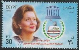 Egypt 2003 Stamp MNH SUZAN MUBARAK FIFTH E-9 MINISTERIAL REVIEW MEETING & UNESCO Scott Stamps 1868 - Neufs