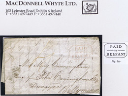 Ireland Belfast 1833 Distinctive Octagonal PAID/-AT-/BELFAST In Red On Letter To Ballymena Paid "4" BELFAST 1 SE 1833 - Préphilatélie