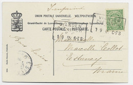 LUXEMBOURG 5C CARTE GRIFFE VIANDEN DIEKIRCH 1.9.1909 TO FRANCE - 1907-24 Wapenschild