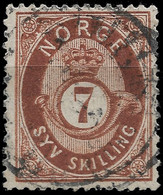 1872 NORWAY NORWEGEN - 7 Sk - Mi.Nr. 21 USED - GEBRAUCHT - Kat- €65 - Gebraucht