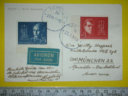 Yugoslavia FNRJ,OF 1951 Partisans Stamps,air Mail Postal Label,osvobodilna Fronta Slovenia,Zagreb Esplanada Hotel PC - Luftpost
