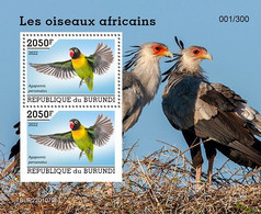 Burundi 2022, Animals, Parrot I, Block - Unused Stamps