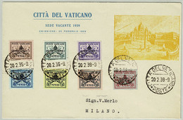 Vatikan / Vatican 1939, Satzbrief Ersttag Nach Milano, Tod Papst Pius XI. - Covers & Documents