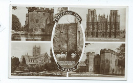 Postcard Wells Multiview Rp Greetings From - Wells