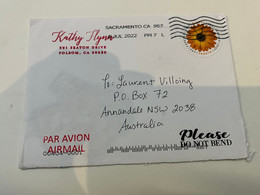 (1 J 40) Letter Posted From USA To Australia (posted During COVID-19 Crisis) 1 Round Shape Flower Stamp - Storia Postale