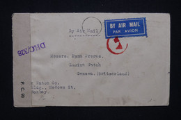 INDES ANGLAISES - Enveloppe De Bombay Pour La Suisse En 1944 Avec Contrôle Postal, Affranchissement Au Dos - L 129717 - 1936-47 King George VI